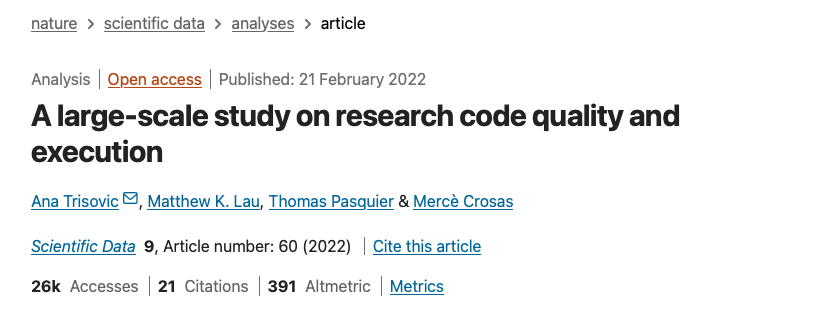 A large-scale study on research code quality and execution